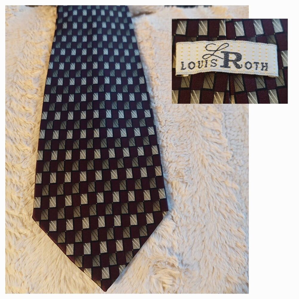 Louis Roth Men's Tie Patterned Tie Maroon
